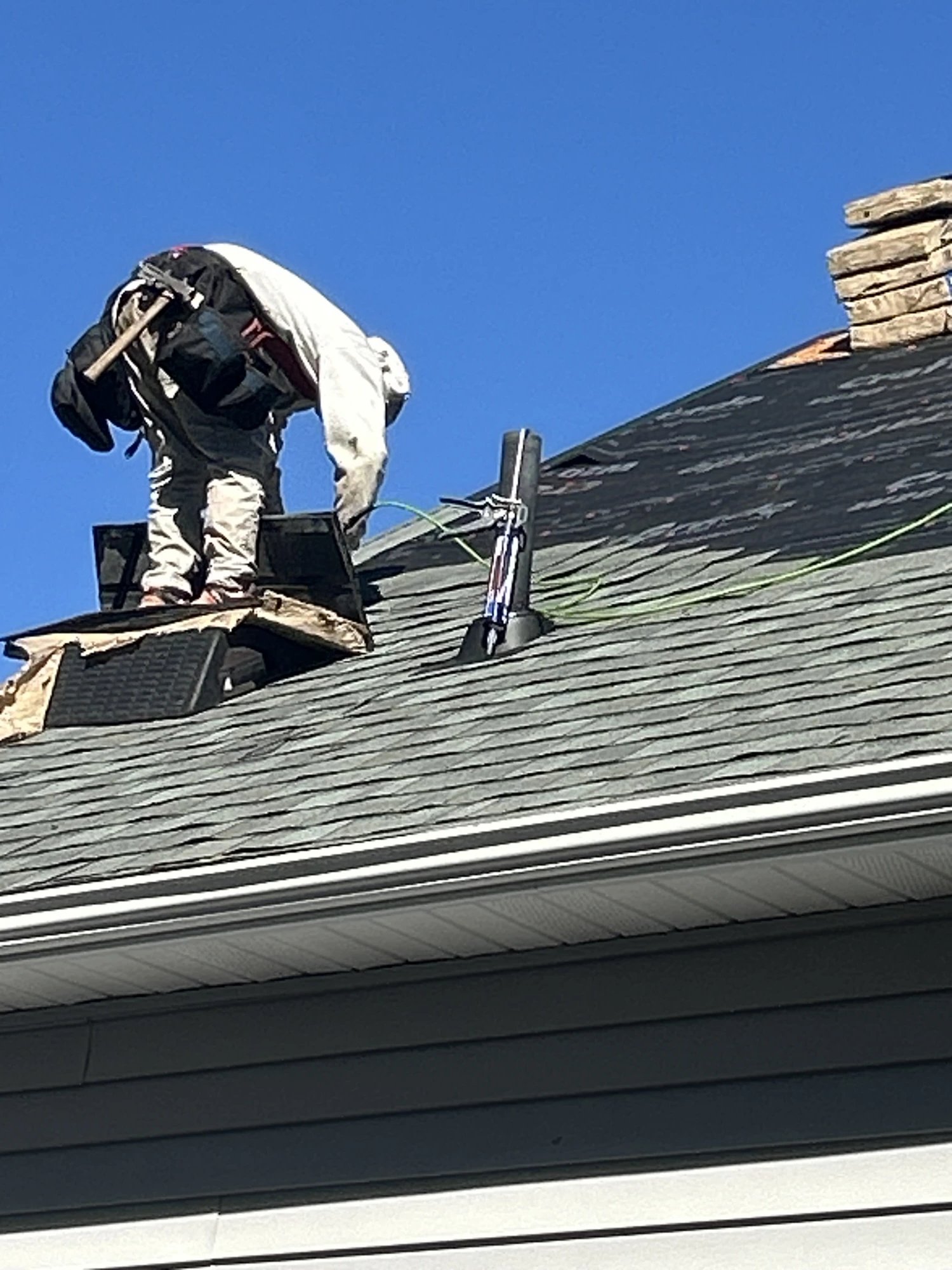 Roof repair crew at work